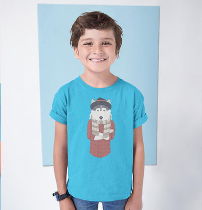 Hipster Wolf Half Sleeves T-Shirt for Boy-FunkyTeesClub