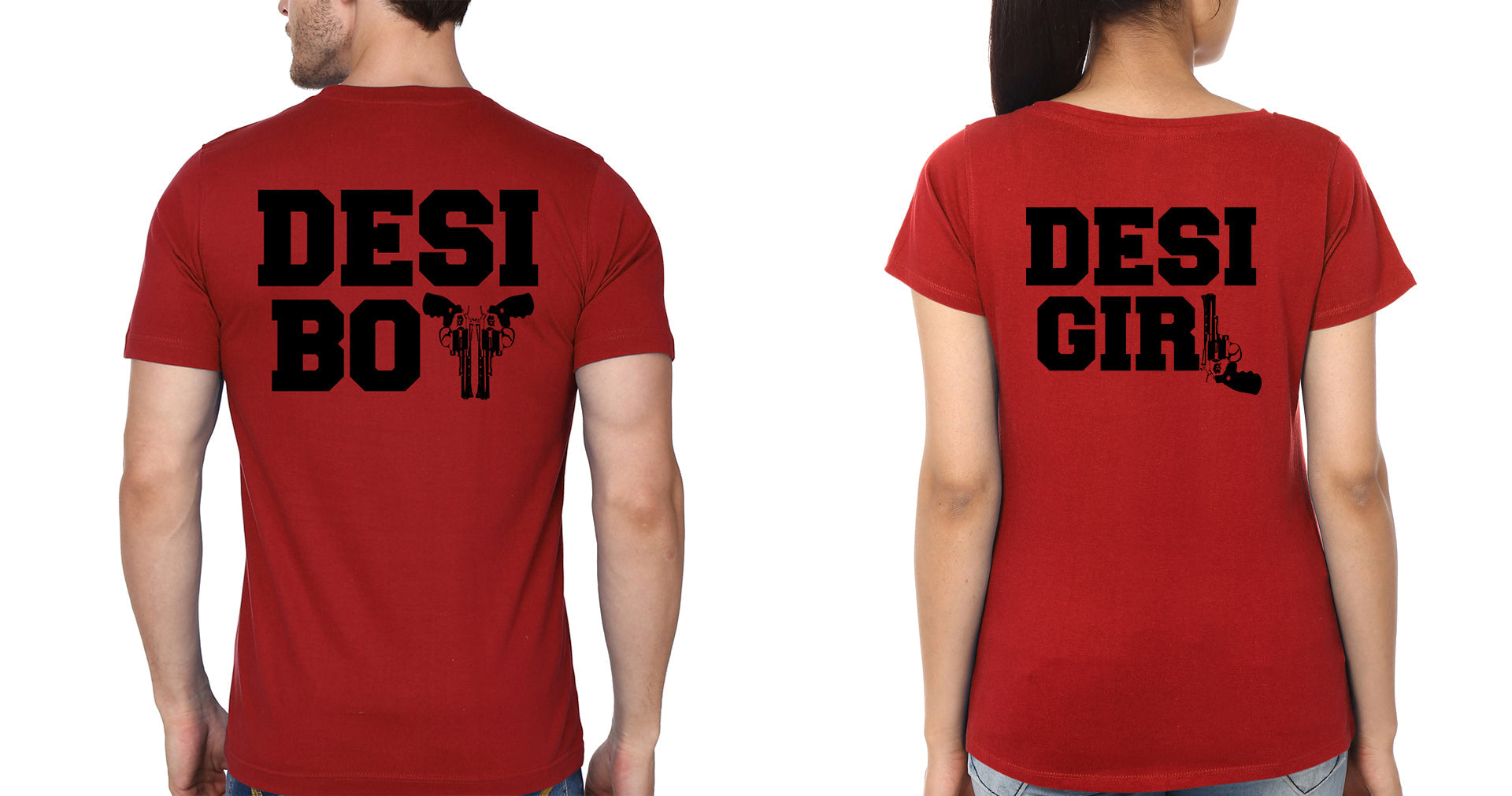 Desi Boy & Desi Girl Couple Half Sleeves T-Shirts -FunkyTeesClub
