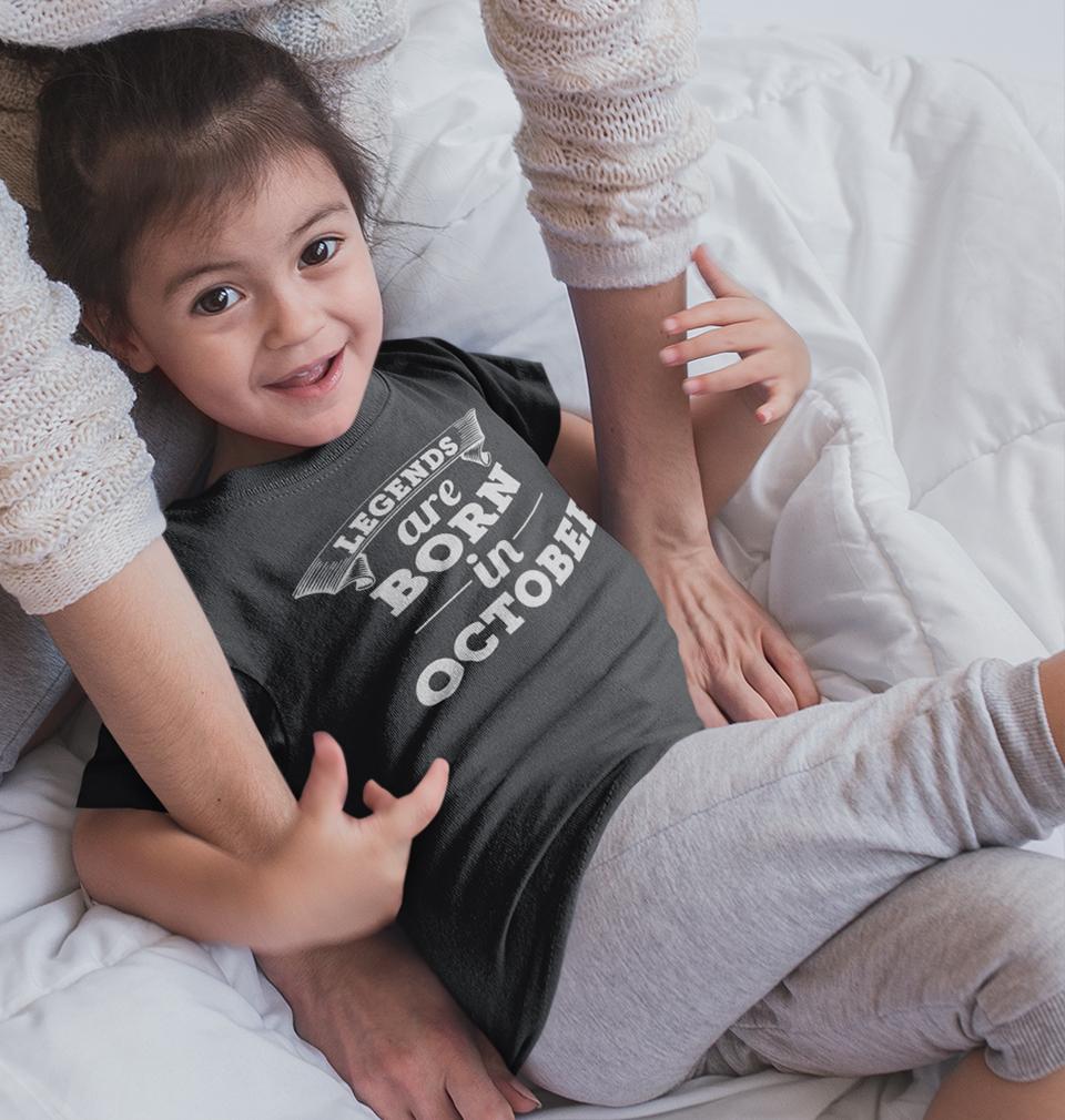 Legends are Born in October Half Sleeves T-Shirt For Girls -FunkyTeesClub