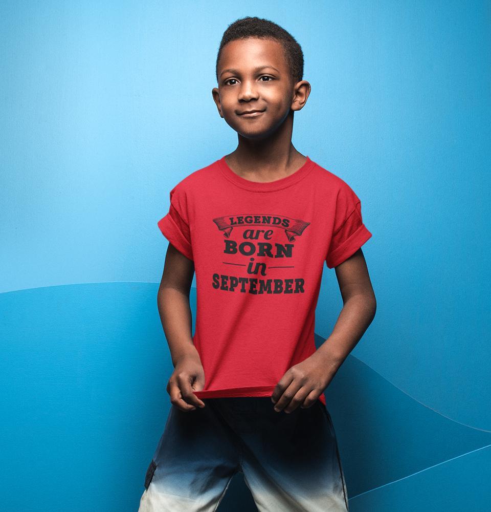 Legends are Born in September Half Sleeves T-Shirt for Boy-FunkyTeesClub