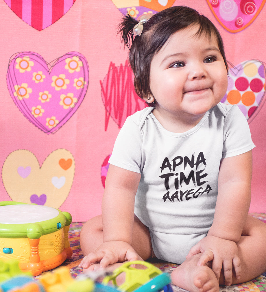 Apna Time Aayega Rompers for Baby Girl- FunkyTeesClub