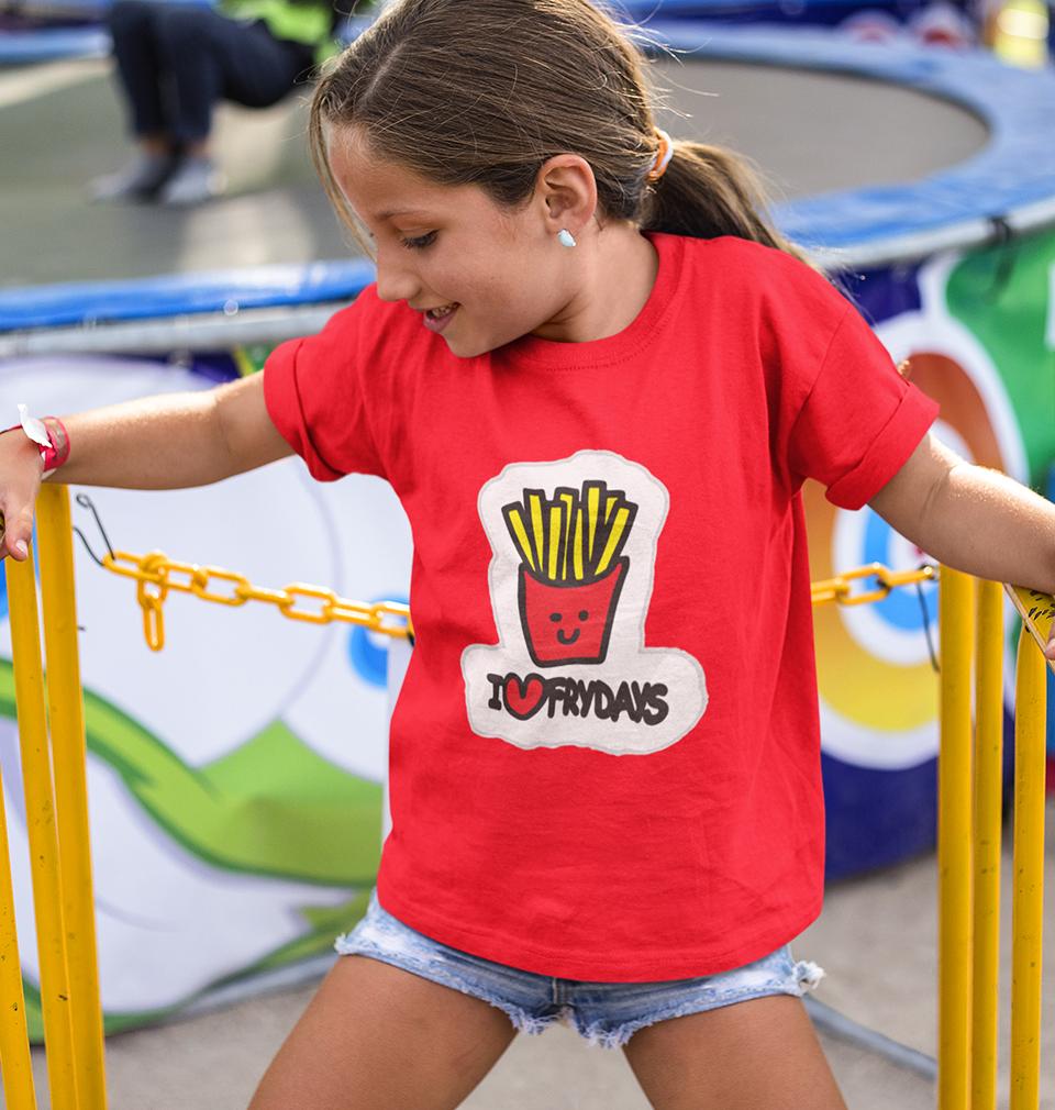 I Love Fridays Half Sleeves T-Shirt For Girls -FunkyTeesClub
