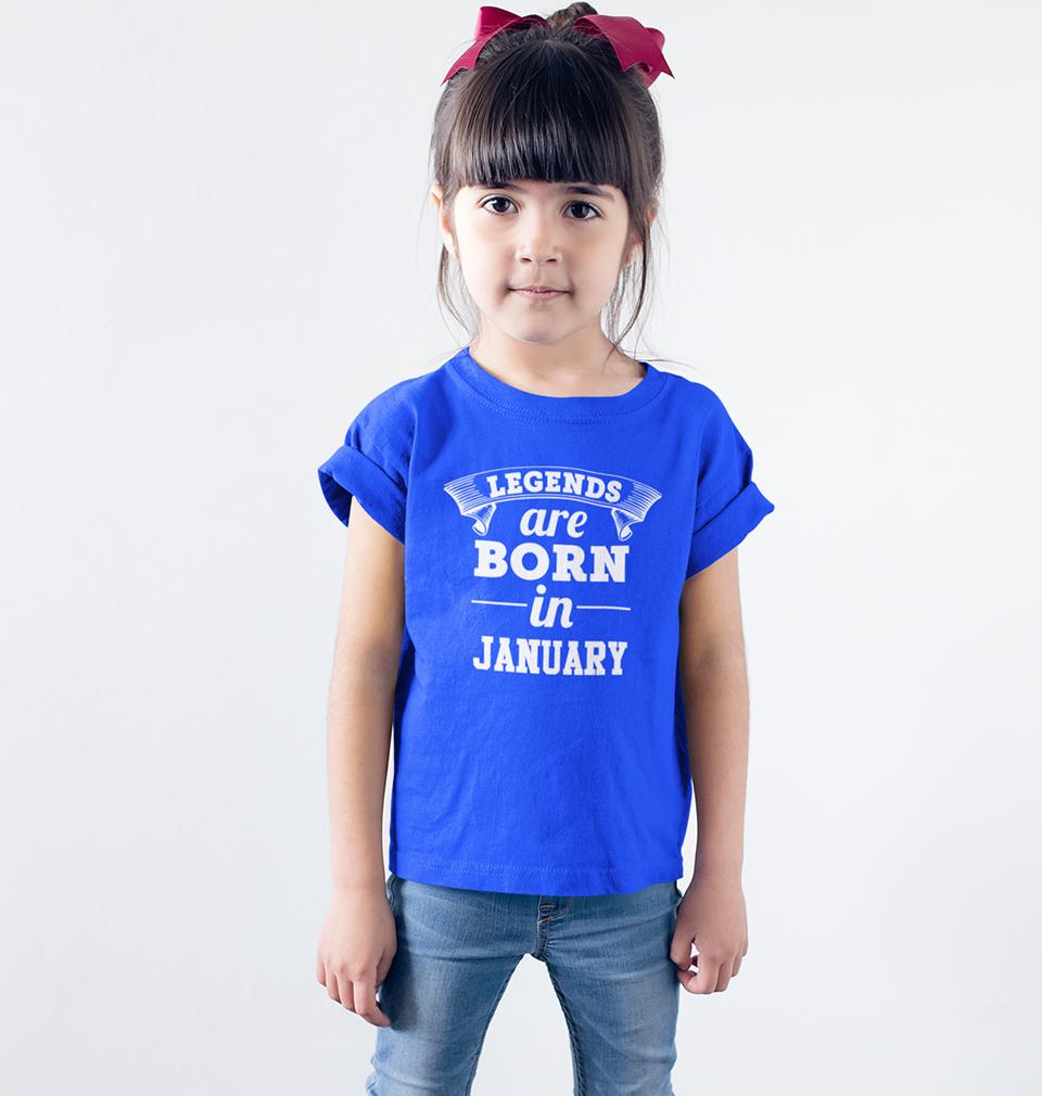 Legends are Born in January Half Sleeves T-Shirt For Girls -FunkyTeesClub