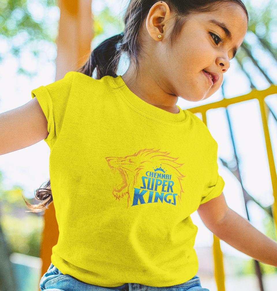 IPL CSK Chennai SuperKings Half Sleeves T-Shirt For Girls -FunkyTeesClub