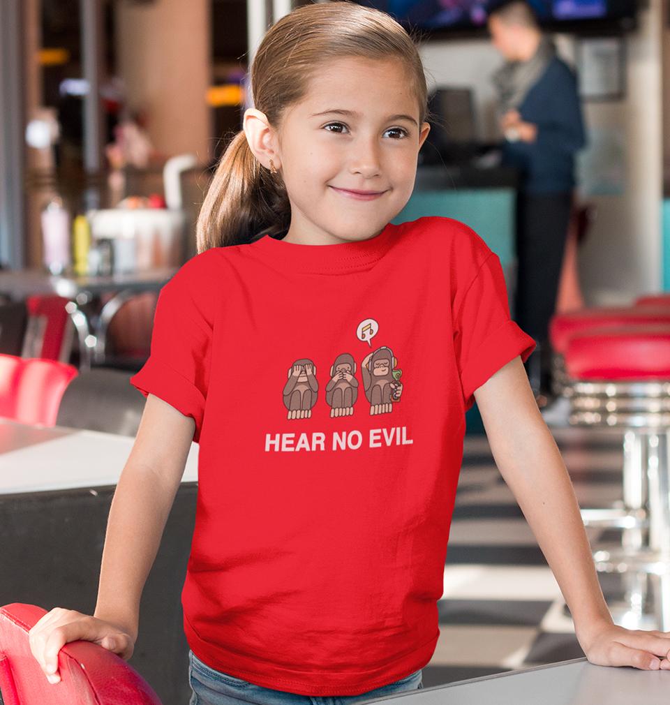 Hear no evil Half Sleeves T-Shirt For Girls -FunkyTeesClub