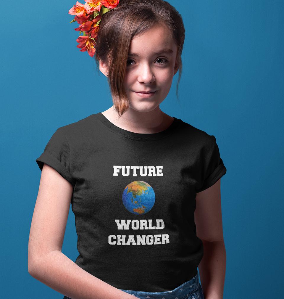 Future World Changer Half Sleeves T-Shirt For Girls -FunkyTeesClub
