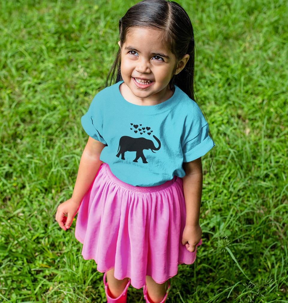 Elephant Hearts Half Sleeves T-Shirt For Girls -FunkyTeesClub