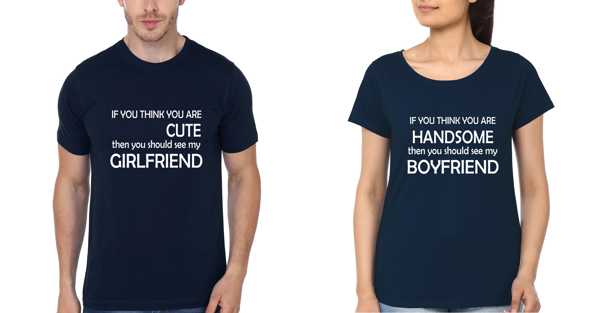 Girlfriend Boyfriend Couple Half Sleeves T-Shirts -FunkyTeesClub