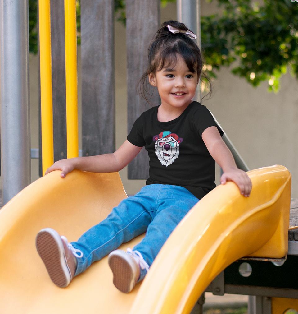 Bear Half Sleeves T-Shirt For Girls -FunkyTeesClub