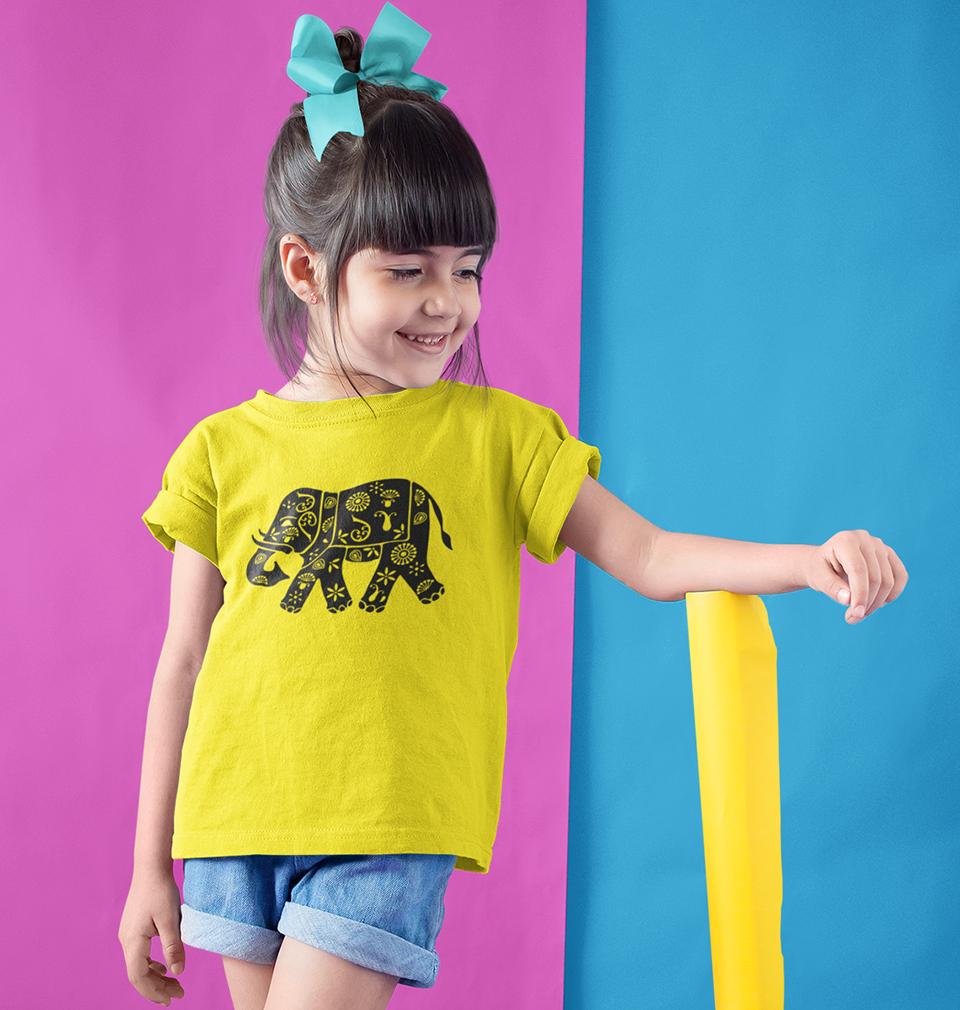 Elephant Half Sleeves T-Shirt For Girls -FunkyTeesClub