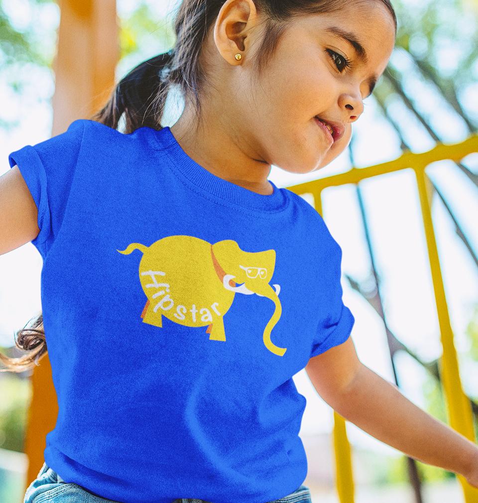 Hipster Elephant Half Sleeves T-Shirt For Girls -FunkyTeesClub