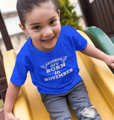 Legends are Born in November Half Sleeves T-Shirt For Girls -FunkyTeesClub