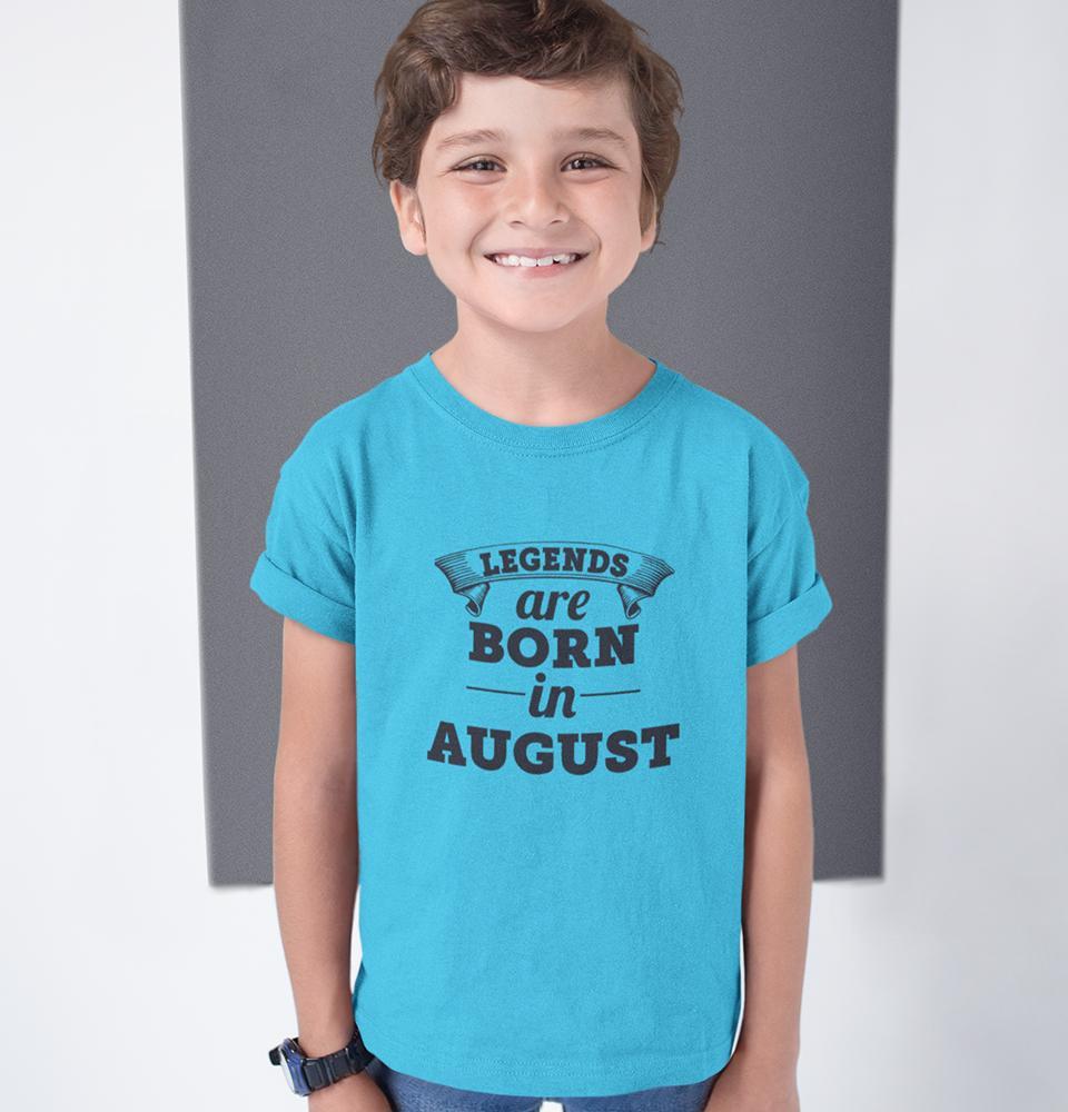 Legends are Born in August Half Sleeves T-Shirt for Boy-FunkyTeesClub