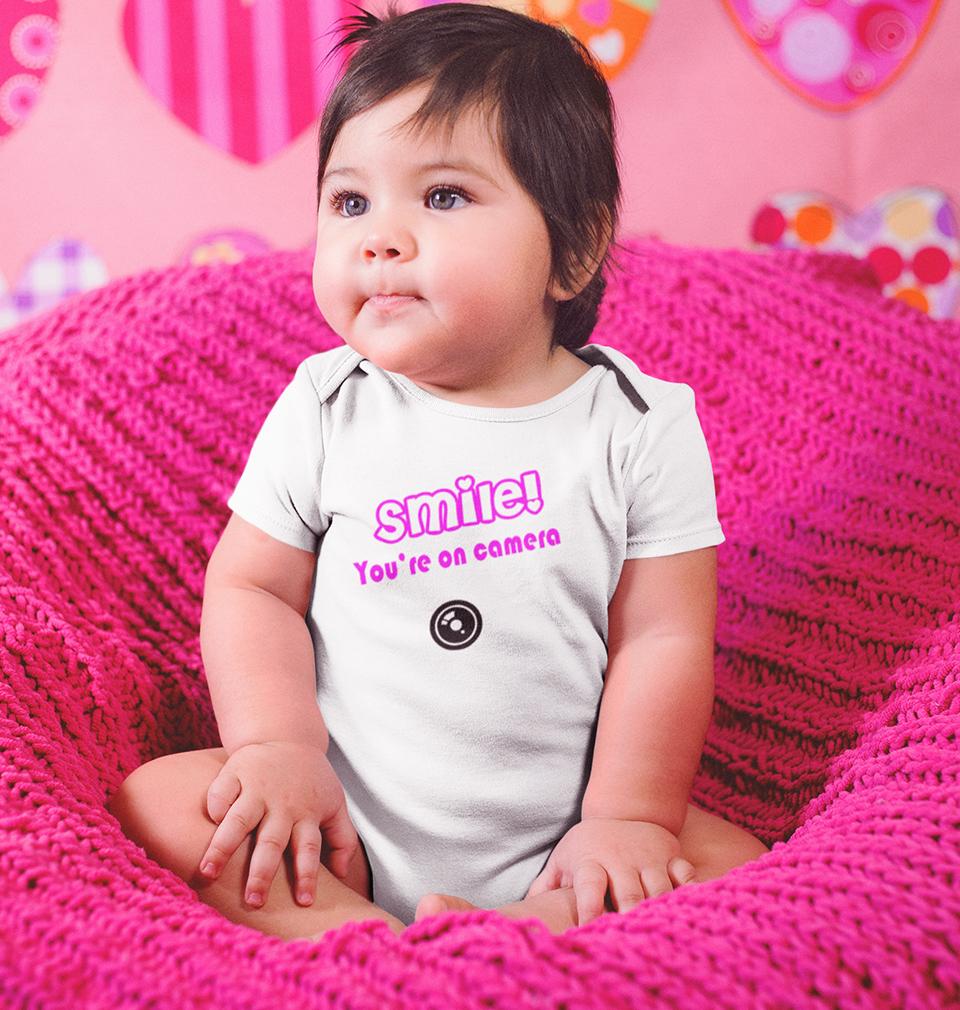 Smile you are on camera Rompers for Baby Girl- FunkyTeesClub