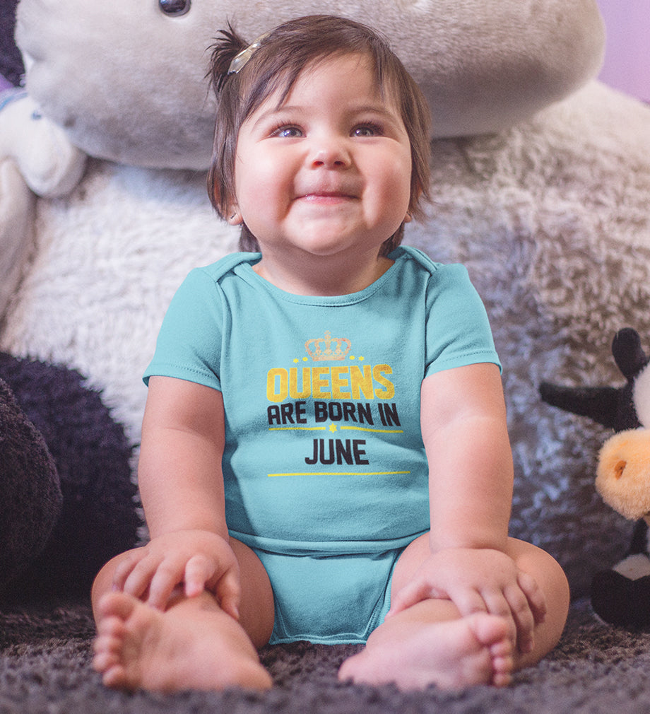 Queens Are Born In June Rompers for Baby Girl- FunkyTeesClub