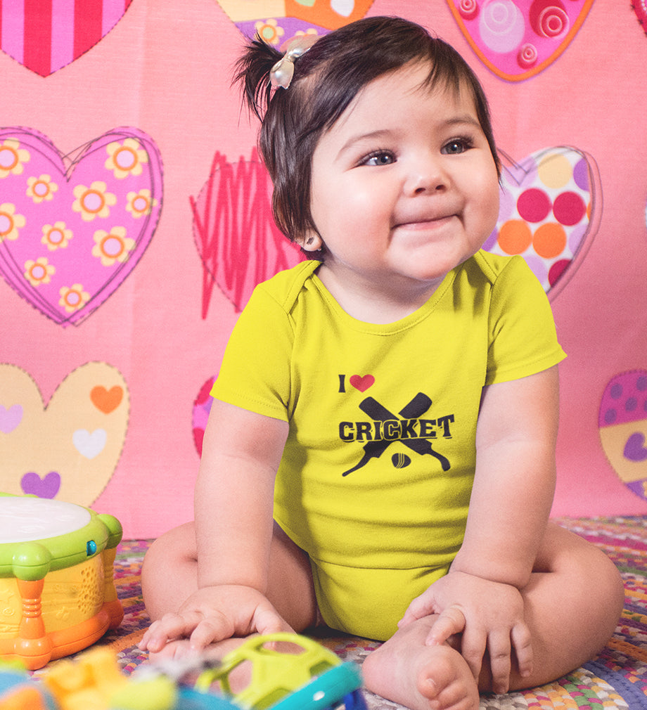 I Love Cricket Rompers for Baby Girl- FunkyTeesClub