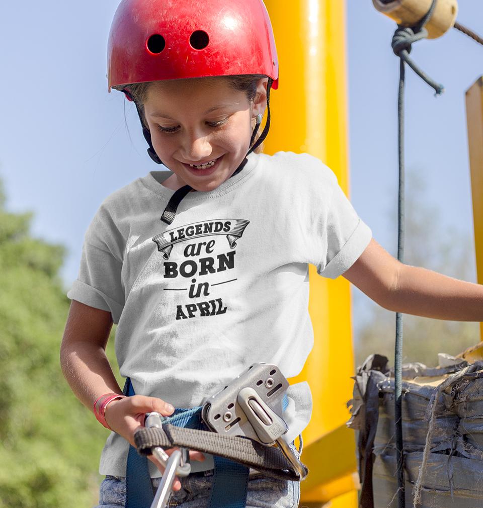 Legends are Born in April Half Sleeves T-Shirt For Girls -FunkyTeesClub