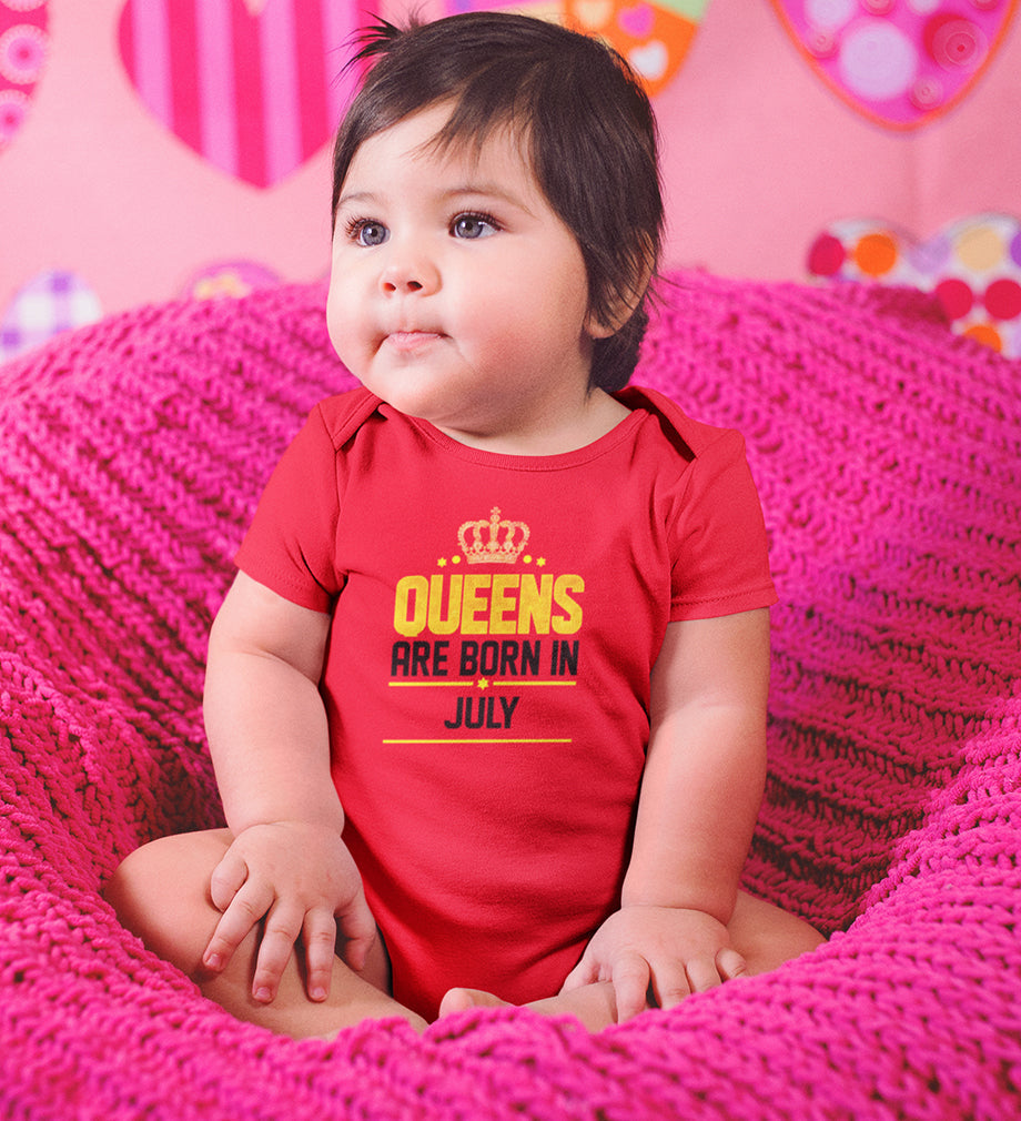 Queens Are Born In July Rompers for Baby Girl- FunkyTeesClub