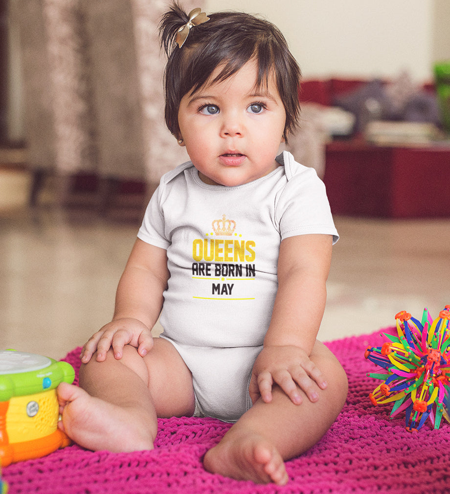 Queens Are Born In May Rompers for Baby Girl- FunkyTeesClub