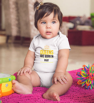 Queens Are Born In May Rompers for Baby Girl- FunkyTeesClub