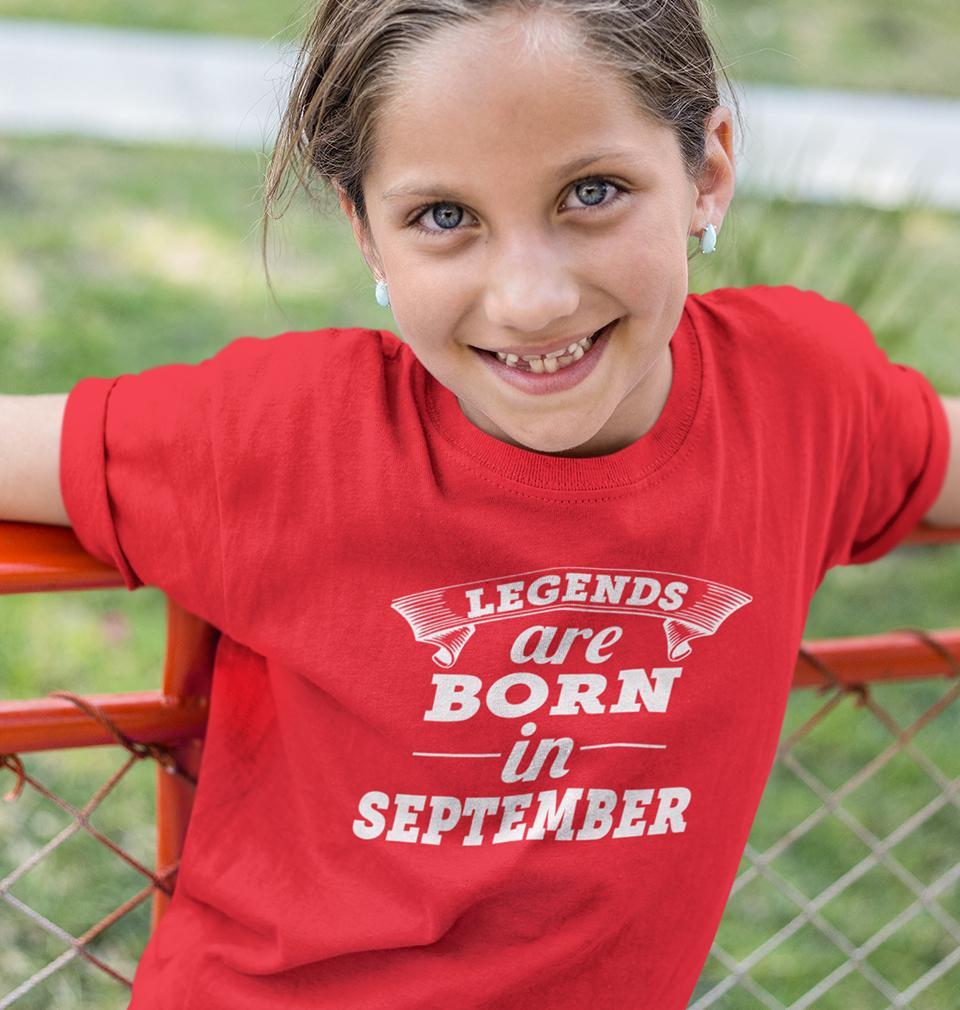 Legends are born in september Half Sleeves T-Shirt For Girls -FunkyTeesClub