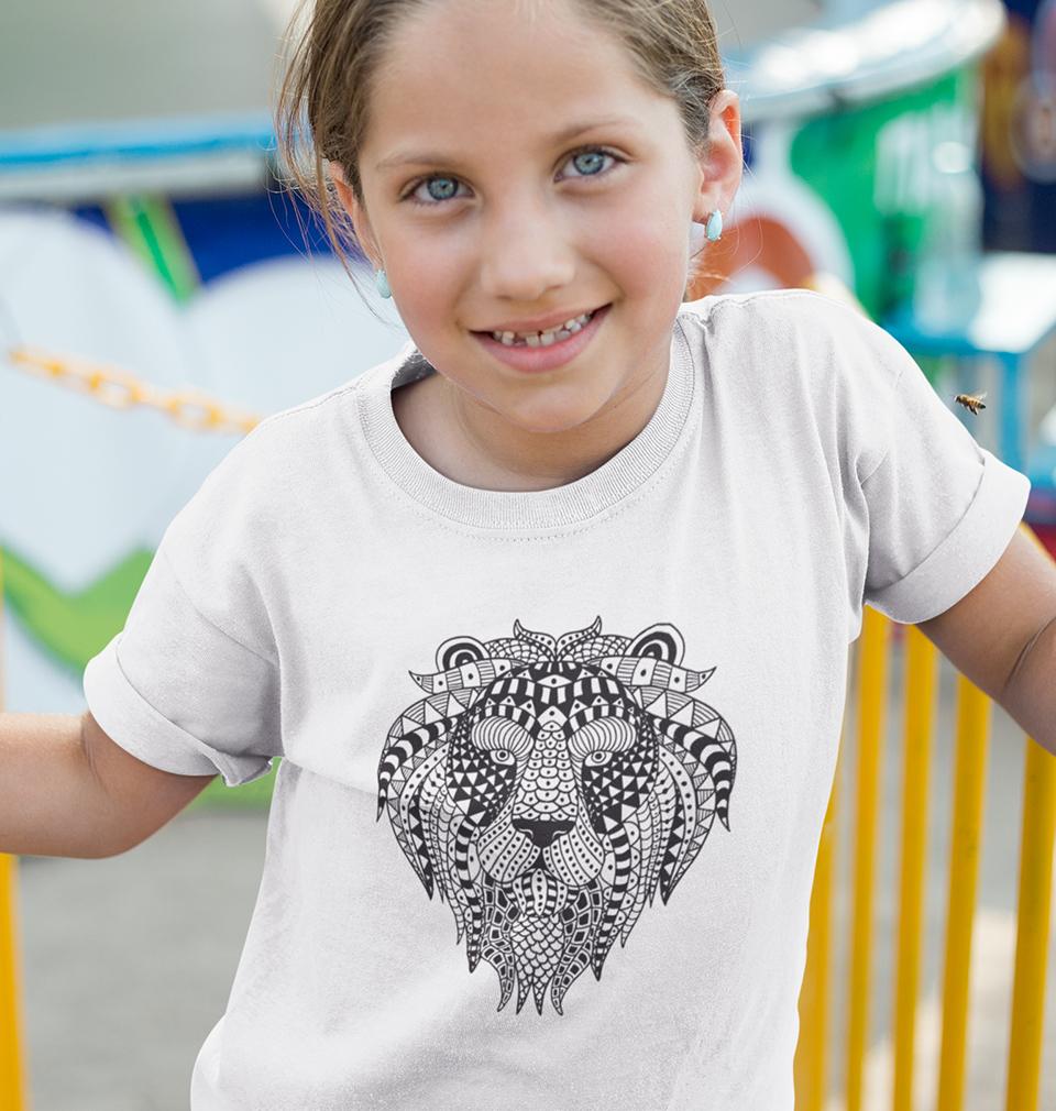 LION Half Sleeves T-Shirt For Girls -FunkyTeesClub