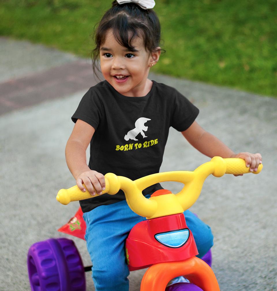 Born To Ride Half Sleeves T-Shirt For Girls -FunkyTeesClub