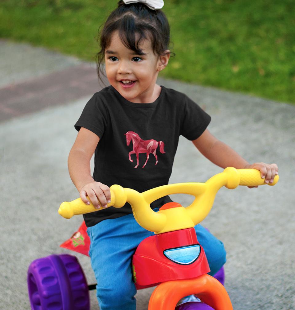 HORSE Half Sleeves T-Shirt For Girls -FunkyTeesClub