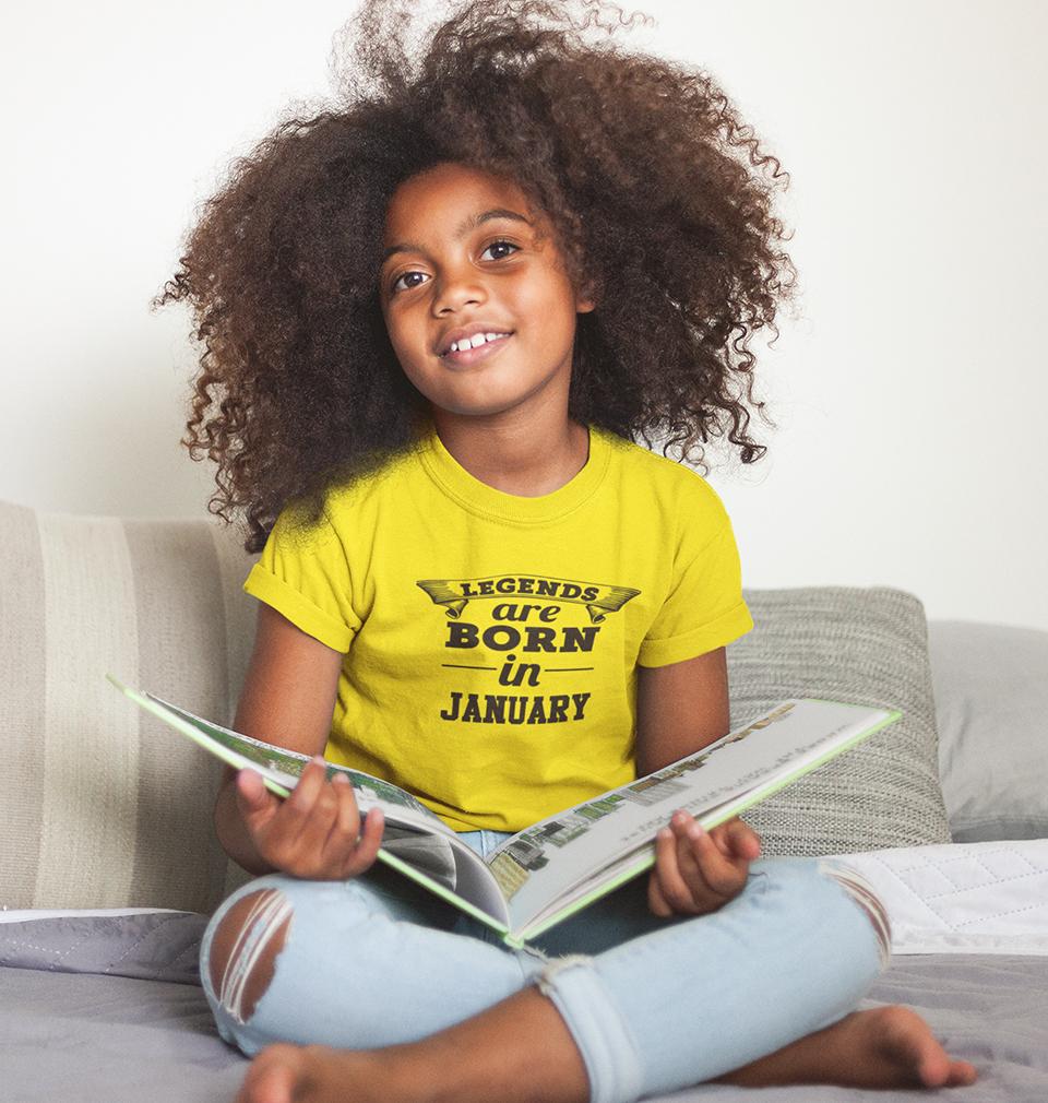 Legends are Born in January Half Sleeves T-Shirt For Girls -FunkyTeesClub