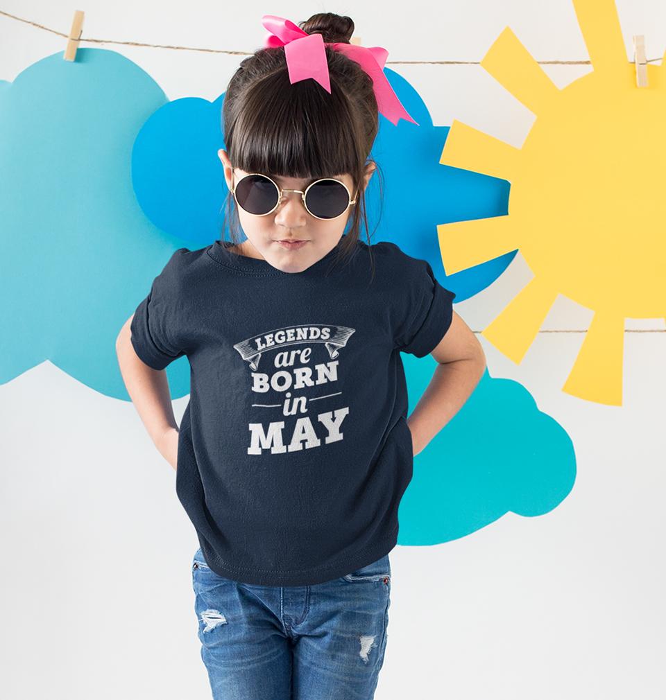 Legends are Born in May Half Sleeves T-Shirt For Girls -FunkyTeesClub