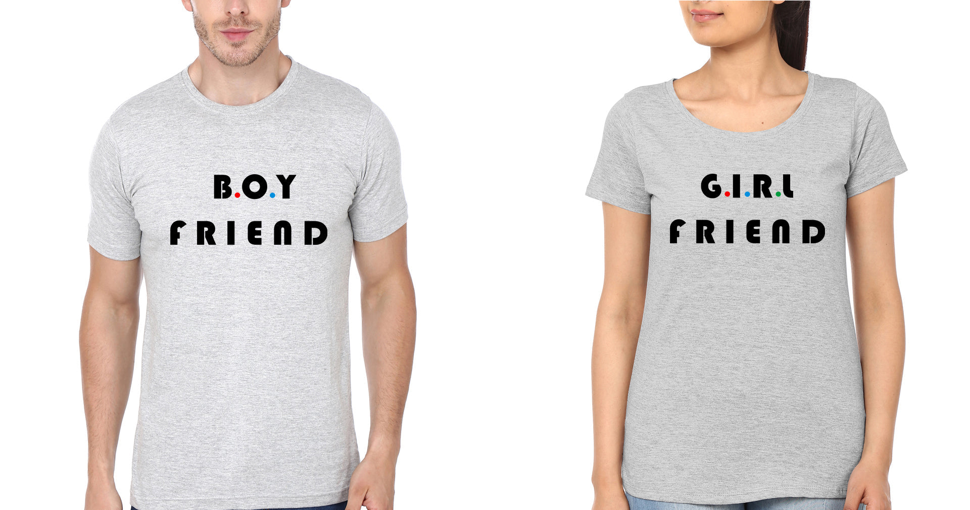 Boy Friend Girl Friend Couple Half Sleeves T-Shirts -FunkyTeesClub