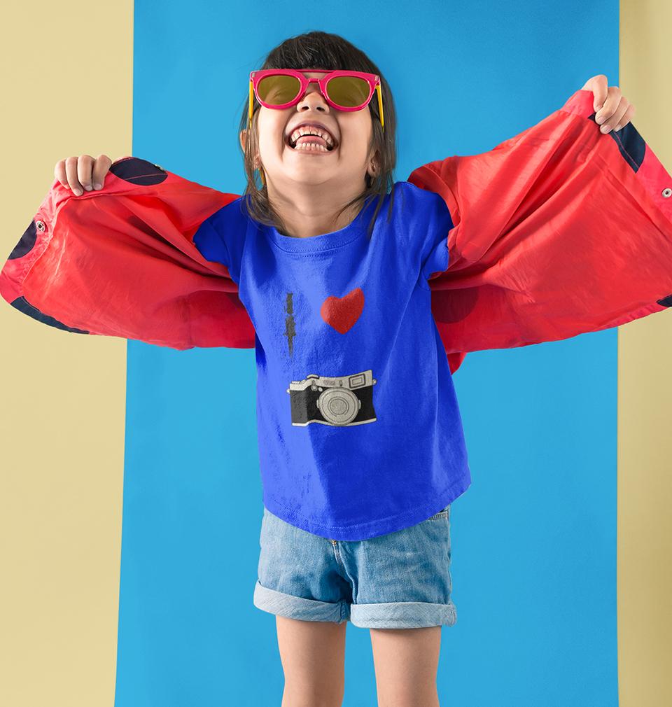 I love camera Half Sleeves T-Shirt For Girls -FunkyTeesClub