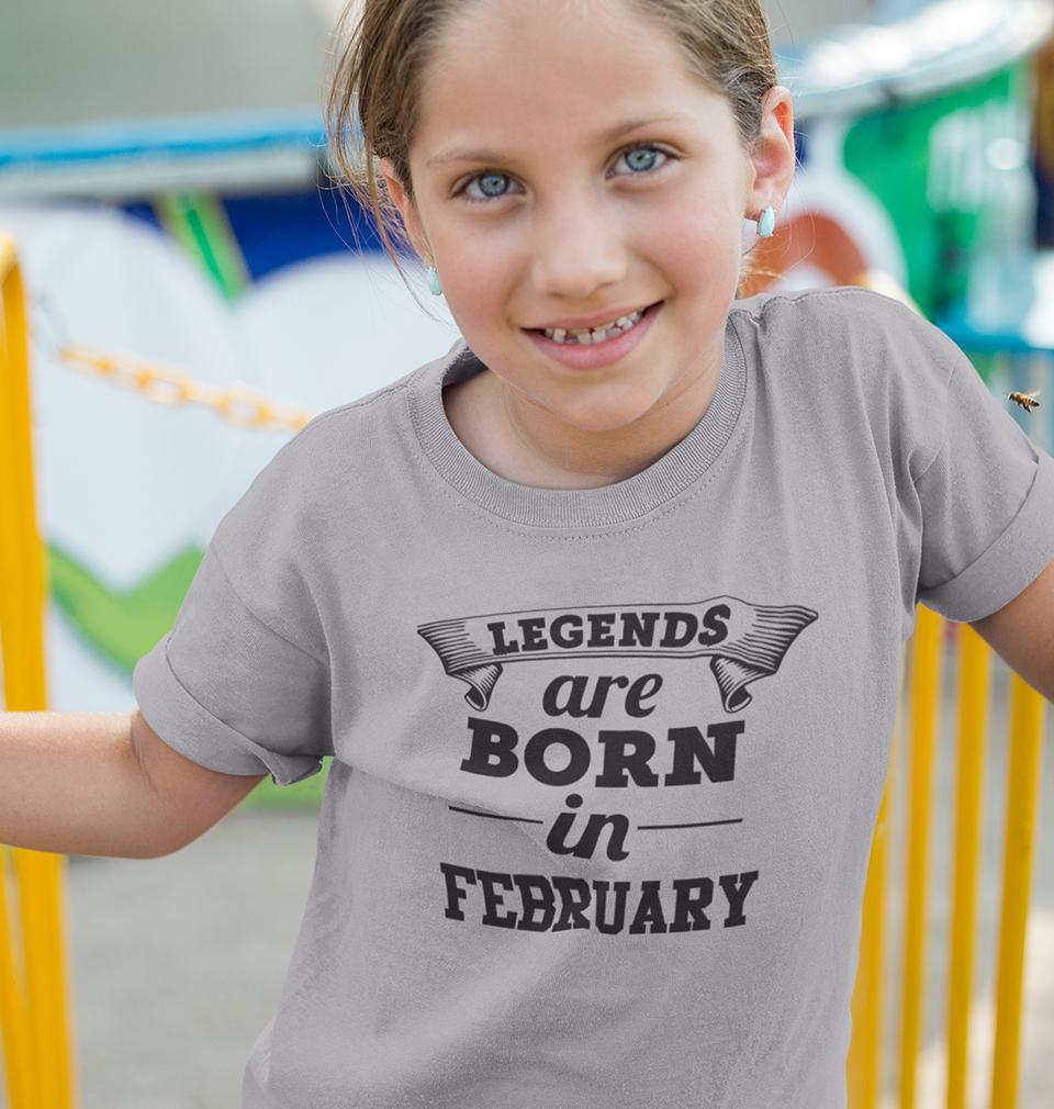 Legends are Born in February Half Sleeves T-Shirt For Girls -FunkyTeesClub