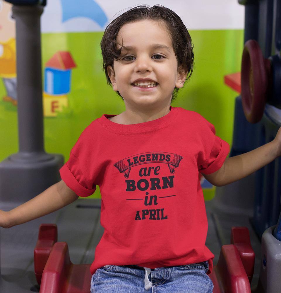 Legends are Born in April Half Sleeves T-Shirt for Boy-FunkyTeesClub