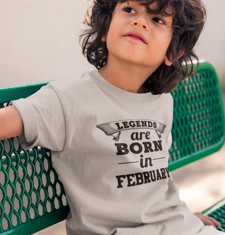 Legends are Born in February Half Sleeves T-Shirt for Boy-FunkyTeesClub