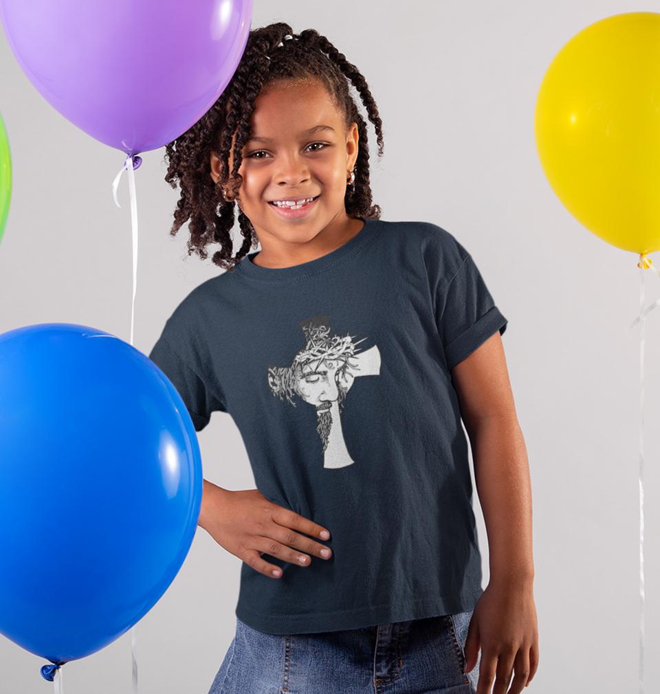 Jesus Half Sleeves T-Shirt For Girls -FunkyTeesClub