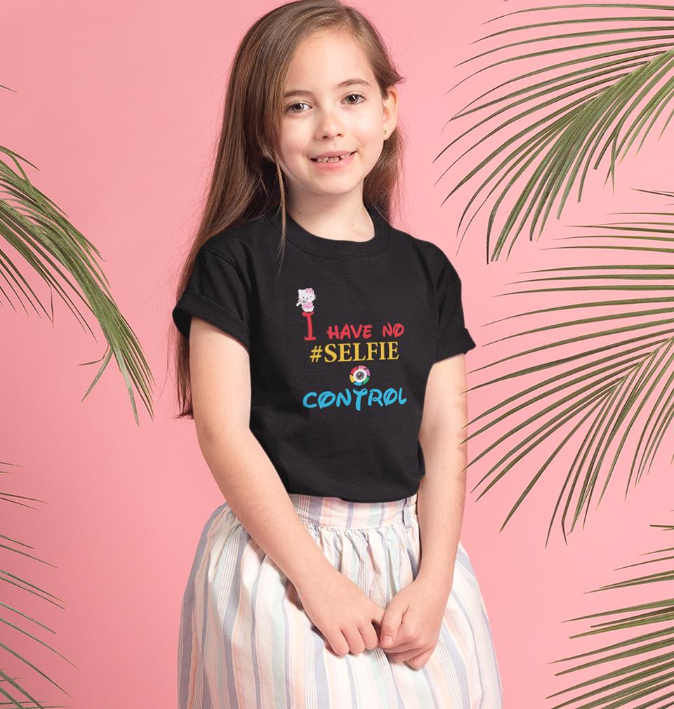 I Have No Selfie Control Half Sleeves T-Shirt For Girls -FunkyTeesClub