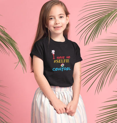 I Have No Selfie Control Half Sleeves T-Shirt For Girls -FunkyTeesClub
