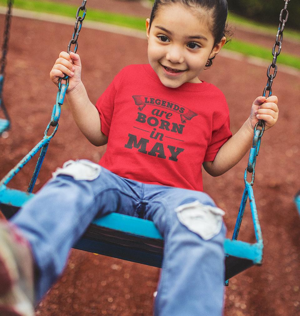 Legends are Born in May Half Sleeves T-Shirt For Girls -FunkyTeesClub