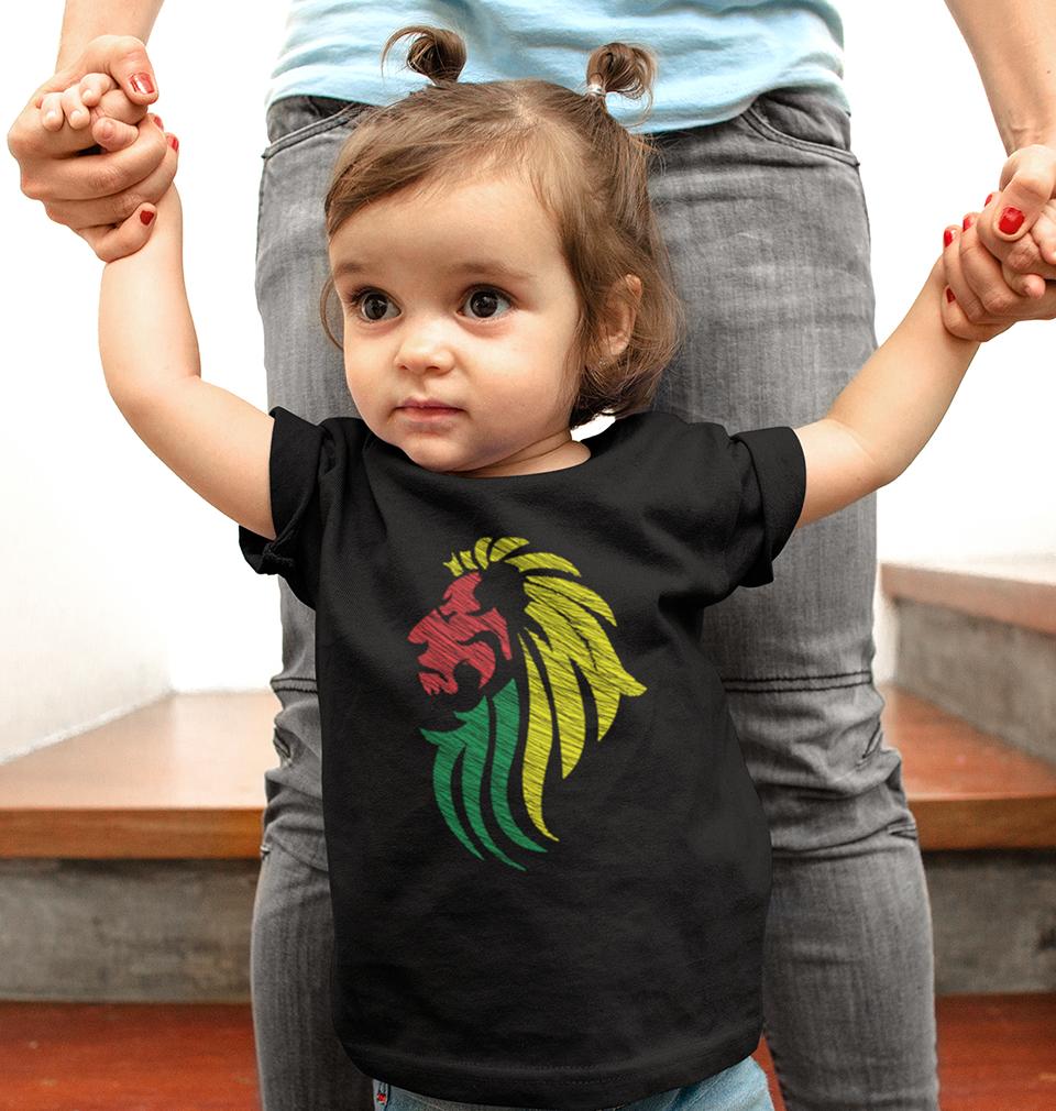 Lion Half Sleeves T-Shirt For Girls -FunkyTeesClub
