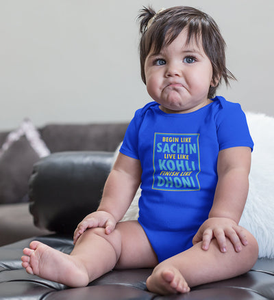 CRICKET Sachin Kohli Dhoni Rompers for Baby Girl- FunkyTeesClub