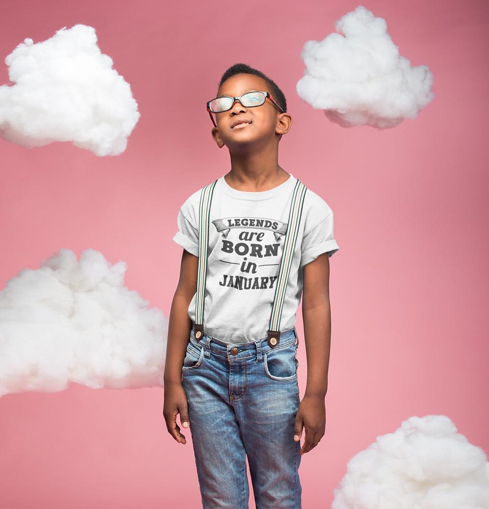 Legends are Born in January Half Sleeves T-Shirt for Boy-FunkyTeesClub