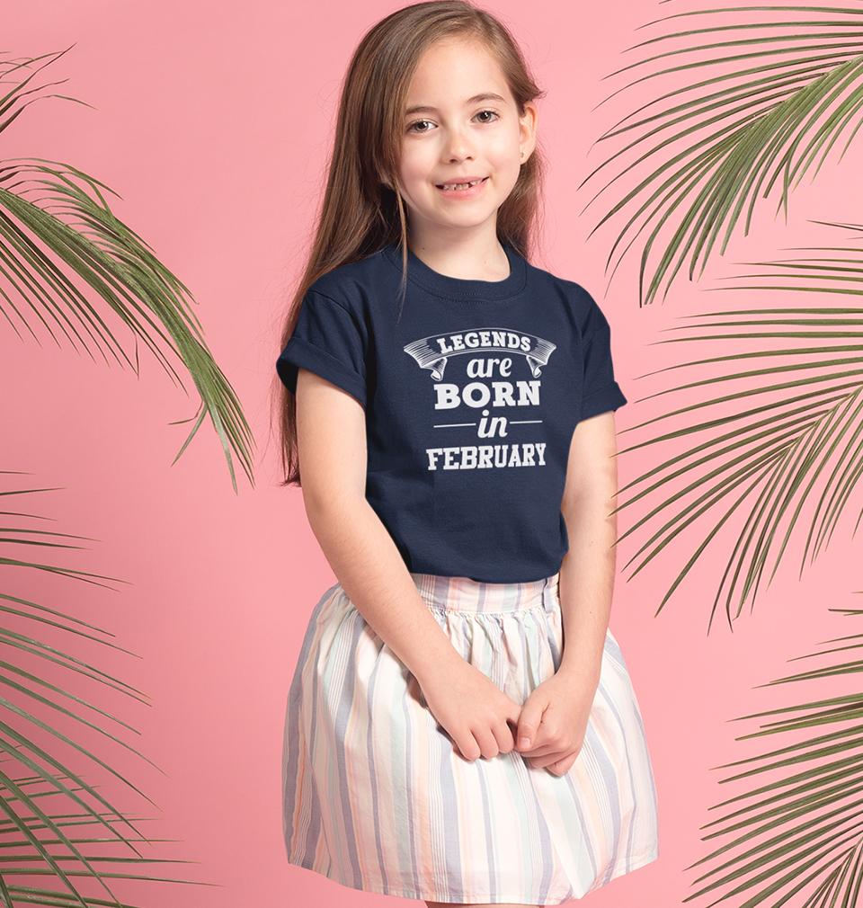 Legends are Born in February Half Sleeves T-Shirt For Girls -FunkyTeesClub