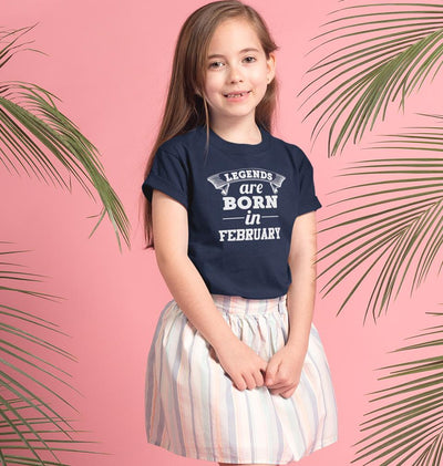 Legends are Born in February Half Sleeves T-Shirt For Girls -FunkyTeesClub