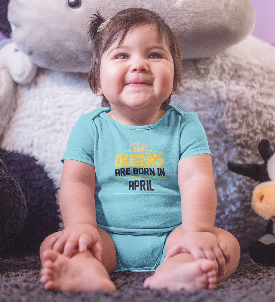 Queens Are Born In April Rompers for Baby Girl- FunkyTeesClub