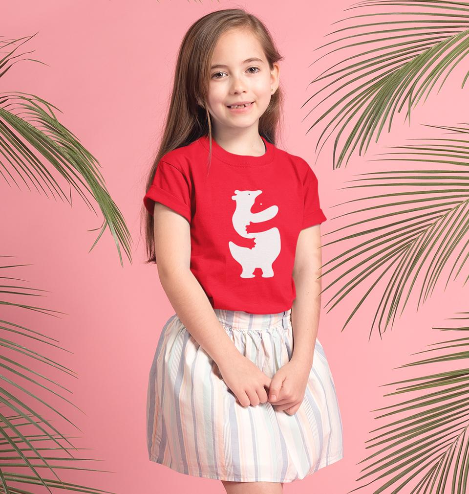 Animal Hug Half Sleeves T-Shirt For Girls -FunkyTeesClub