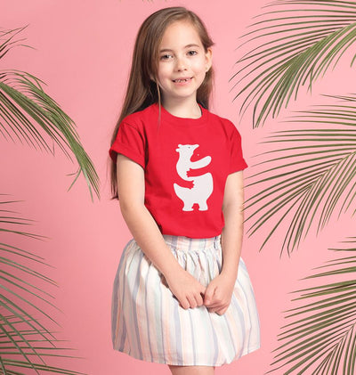 Animal Hug Half Sleeves T-Shirt For Girls -FunkyTeesClub