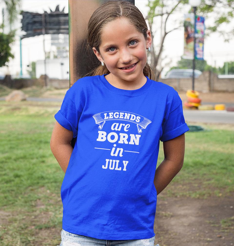 Legends are Born in July Half Sleeves T-Shirt For Girls -FunkyTeesClub