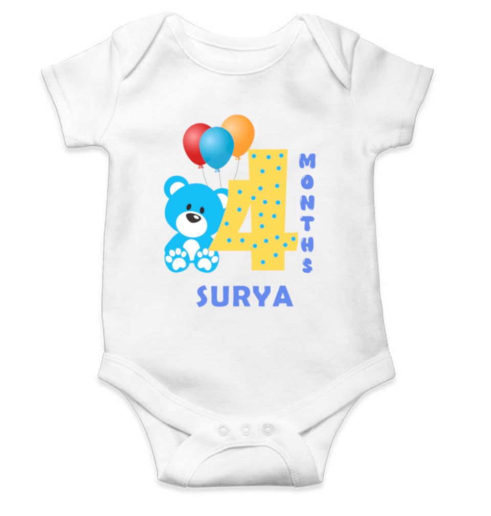 Custom Name Fourth Month Rompers for Baby Boy- FunkyTeesClub