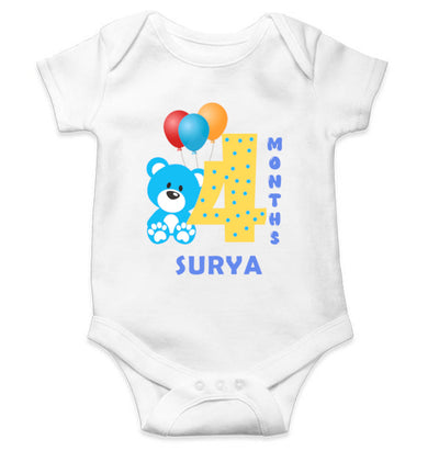 Custom Name Fourth Month Rompers for Baby Boy- FunkyTeesClub